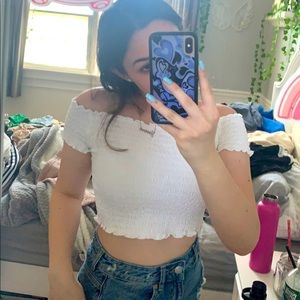 cropped white babydoll top